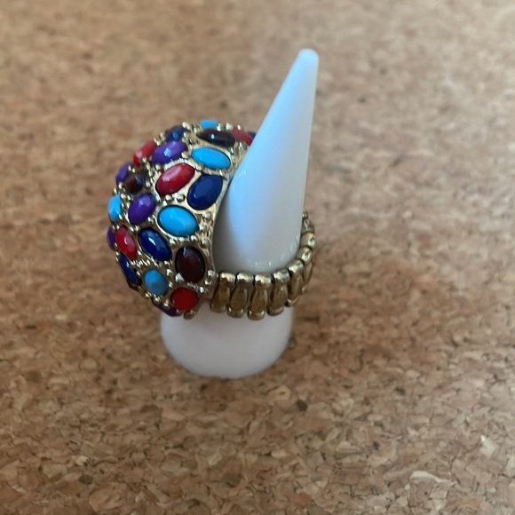 Statement Ring Gold Tone Cluster Glass Stone Costume Jewelry Bohemian all sizes - Picture 3 of 8